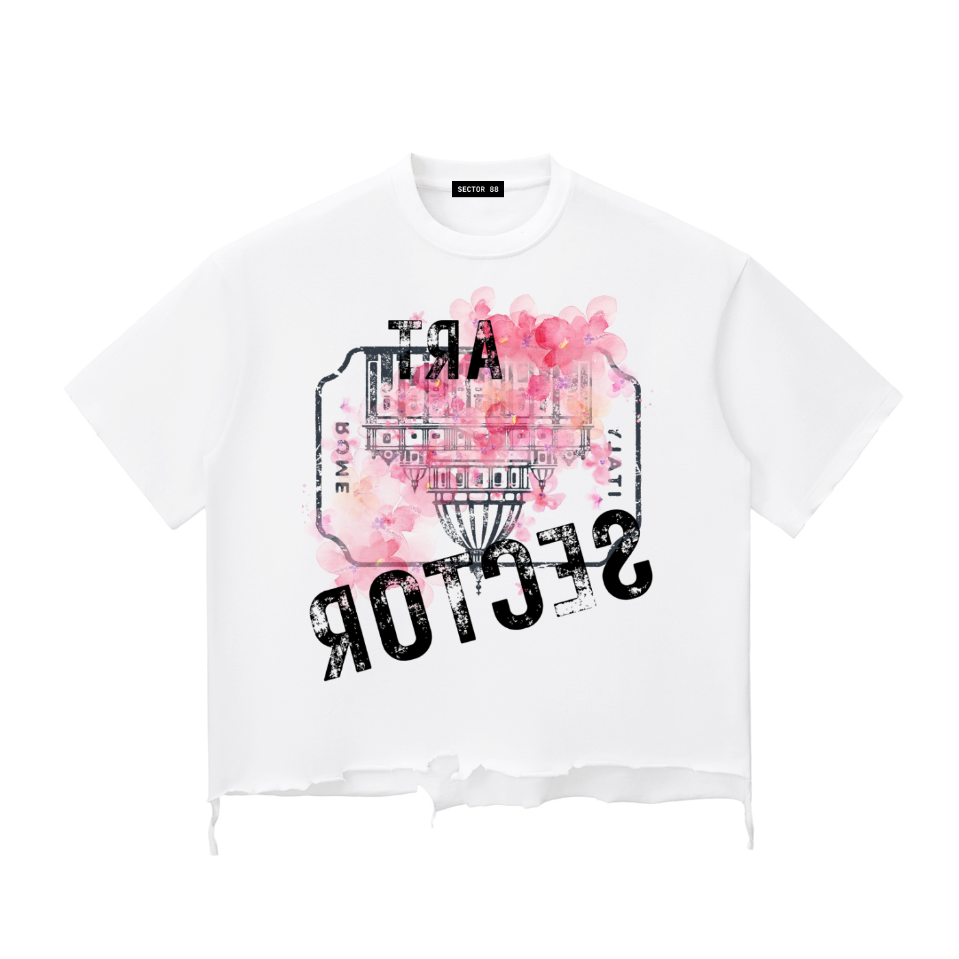 “ROME” Washed Raw-Hem Tee