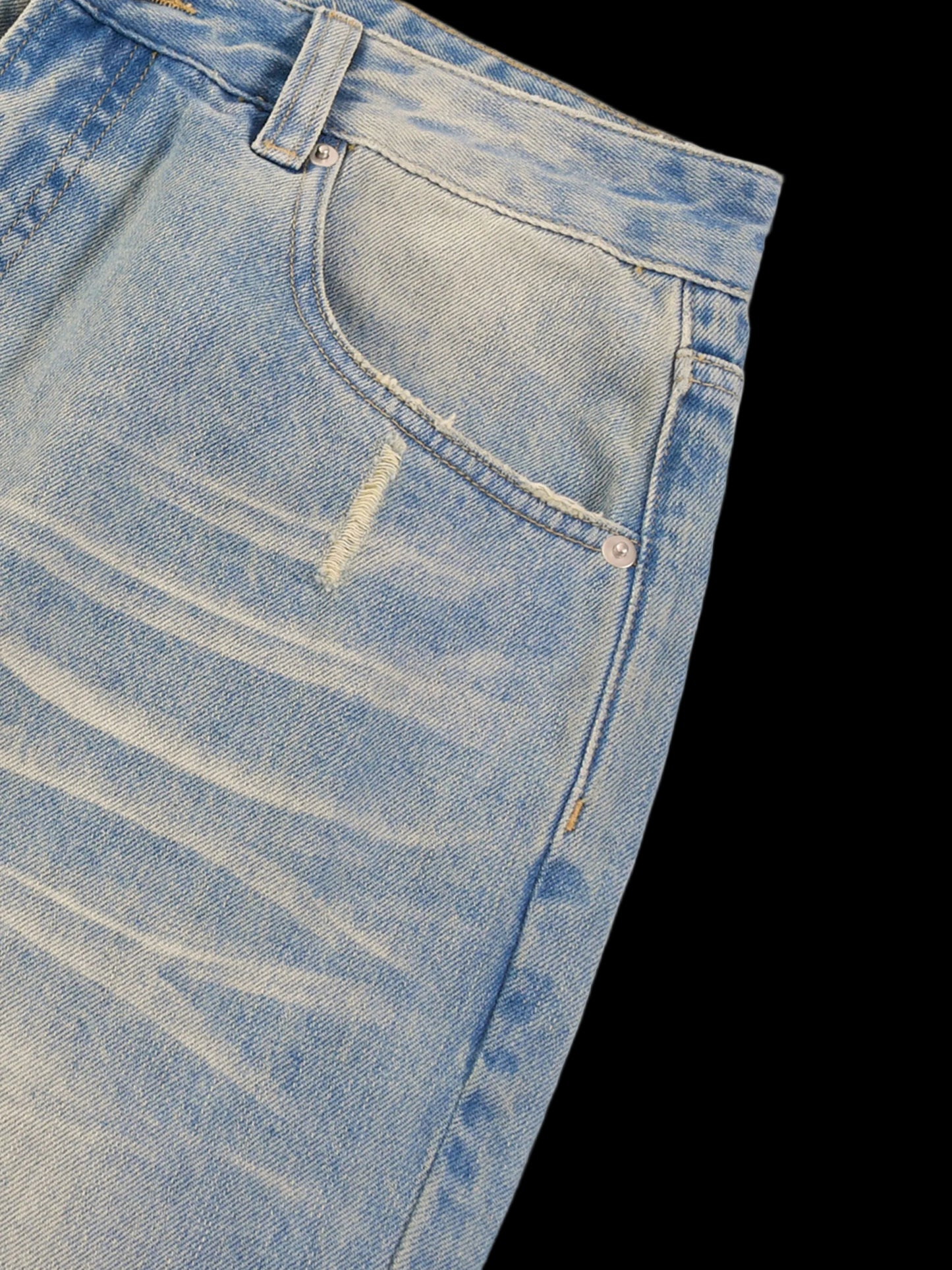 WORLD PEACE Sun Faded Raw Hem Jeans